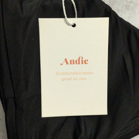Andie Belmar Top Black Bikini Swimwear Bathing Suit Twisted V Neck Size L New - Picture 9 of 10